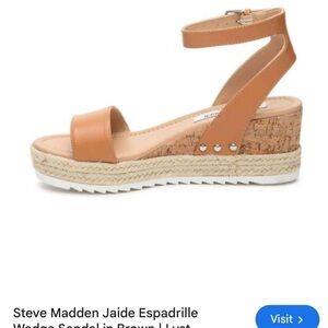 Steve Madden women’s Jaide Espradrilles tan sandals w rope & cork heel size 7